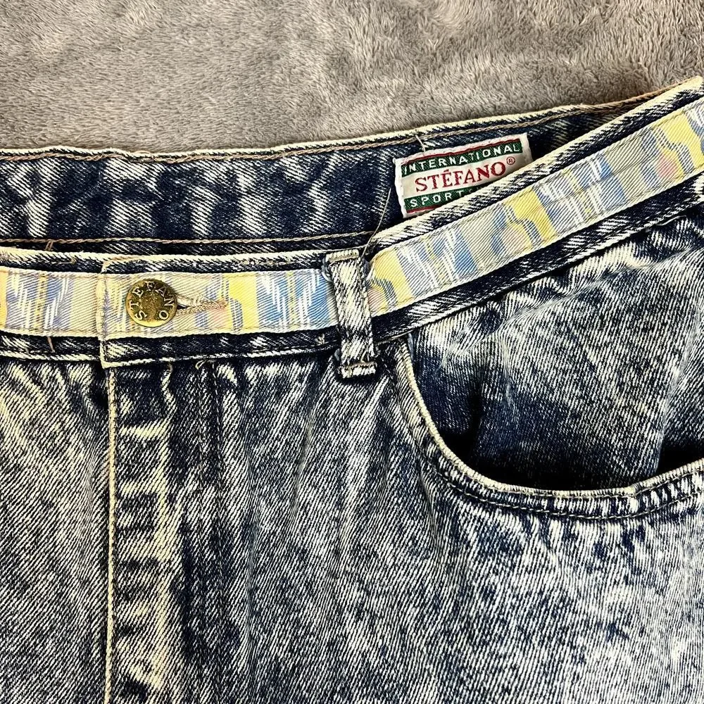 Vintage 80's Stefano Jeans‎ Womens 34 High Waisted Tapered Patina Denim Retro